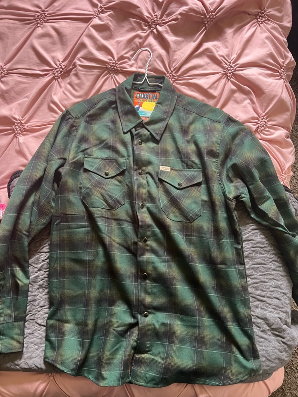 DIXXON Flannel XL Green Plaid Casual Button-Down Shirt
